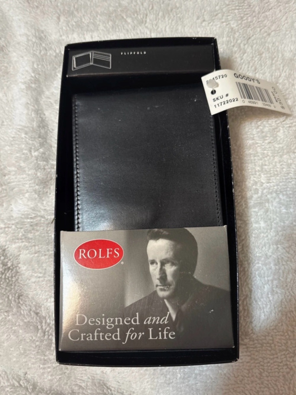 Rolfs Black Smooth Leather Flip Wallet for Men